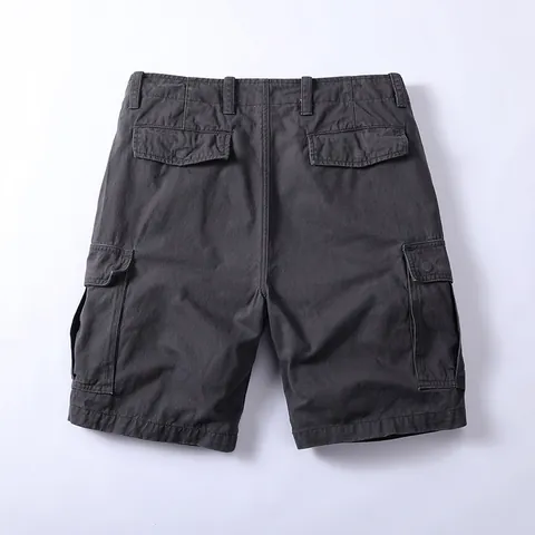 Pantalones Cortos Cargo de Algodón Vintage para Hombre Verano con Múltiples Bolsillos Informales de Trabajo al Aire Libre Pierna Recta