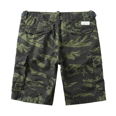 Men Cotton Camouflage Cargo Shorts Casual Multi-Pocket Outdoor Sporty Loose Fit Summer Shorts With Adjustable Buckle