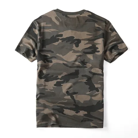 T-Shirt Homme en Coton Camouflage Coupe Ample Manches Courtes Été Respirant Col Rond Top Délavé Sport de Plein Air