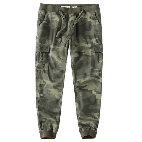 Men's American Style Camouflage Cargo Pants Thickened Joggers For Youth Casual Loose Sweatpants With Multi Pockets Cotton Bottom