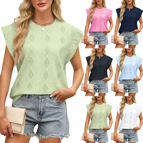 Dames Casual Ronde Hals Ruime Korte Mouw Jacquard T-Shirt Polyestermix Ruitjespatroon Zomer Top Streetwear Mode