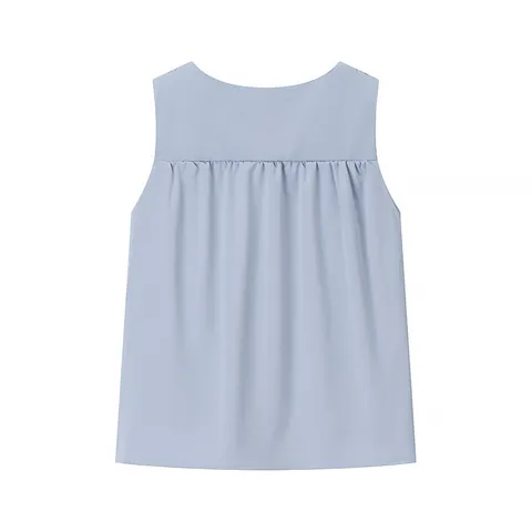 Damen Sommer Einfarbig Plissiert Ärmellos Tanktop Elegant Rundhals Minimalistisch A-Linie Lässig Streetwear Mode Top