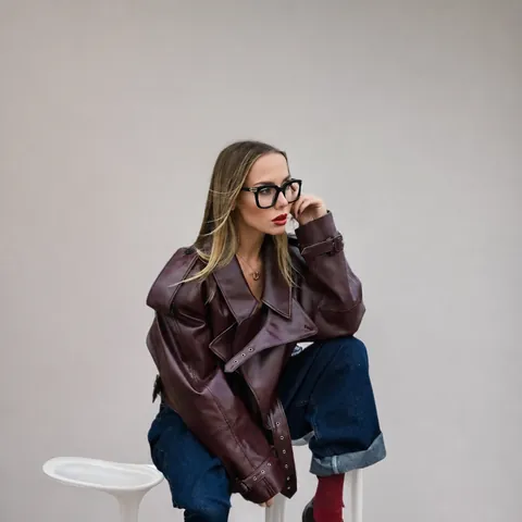 Women Faux Leather Biker Jacket Street Trend Burgundy Black Brown Oversized Lapel Belted Short Long Trench Coat Top Outwear