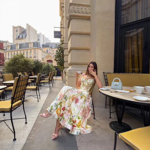Women French Vintage Floral Printed Maxi Dress Halter Neck Off-Shoulder Slim Fit Corset High Waist Big Swing Summer Beach Vacation Party Dress Top And Bottom
