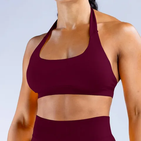 Seamless High Elastic Matte Yoga Set For Women Halter Sports Bra And High Waisted Tight Workout Shorts Gym Clothing Set