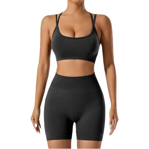 Women's Seamless Yoga Suit Set Halter Bra High Waist Hip Lifting Fitness Leggings Running Sports Top And Bottom