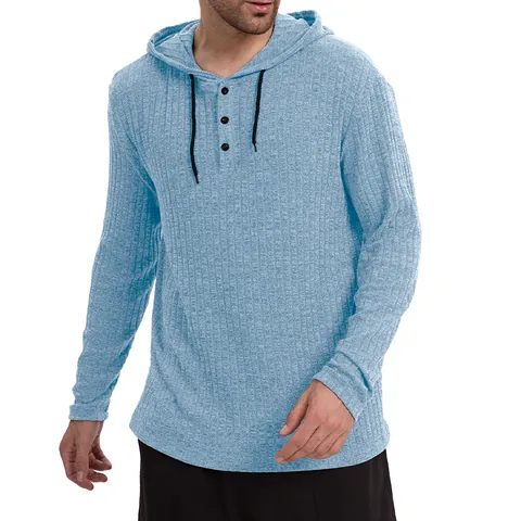 Γυναικείο Casual T-Shirt Henley με Κουκούλα και Μακρύ Μανίκι Πλεκτό με Ραβδώσεις Μονόχρωμο Χαλαρή Εφαρμογή Τοπ Φθινόπωρο Χειμώνας