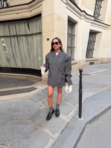 Blazer Oversize para Mujer Dobladillo Irregular Chaqueta de Traje Casual Color Sólido Solapa Manga Larga Top para Oficina Trabajo Conmutar Ropa