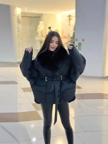 Women Winter Thickened Padded Coat Long Sleeve Detachable Fur Collar Waist Tie Quilted Parka Jacket Solid Color Outerwear Top