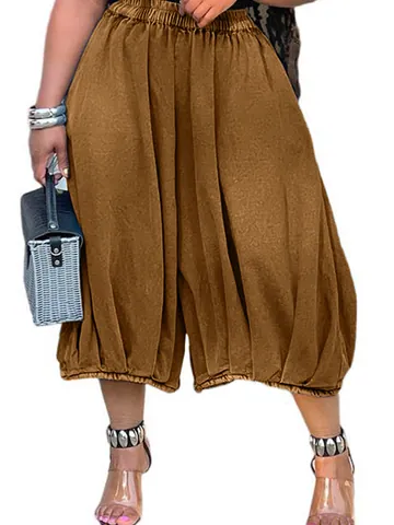 Women Fashion Loose Denim Wide Leg Pants High Waist Baggy Harem Trousers Casual Culottes Cropped Denim Pants For Commuting