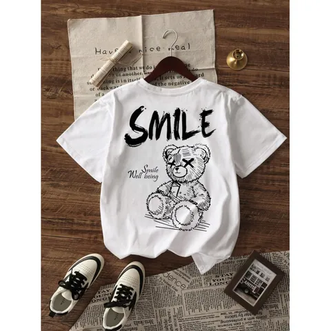 Γυναικείο Casual T-Shirt από Βαμβάκι με Γραφικό Σχέδιο Αρκουδάκι Κοντό Μανίκι Streetwear Ρετρό