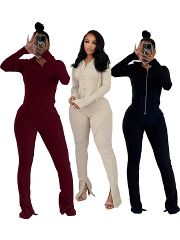 Γυναικείο Ριγέ Top And Bottom Σετ Με Κουκούλα Casual Αθλητικό 2 Τεμαχίων Φούτερ Παντελόνι Κοστούμι Φθινόπωρο Χειμώνας