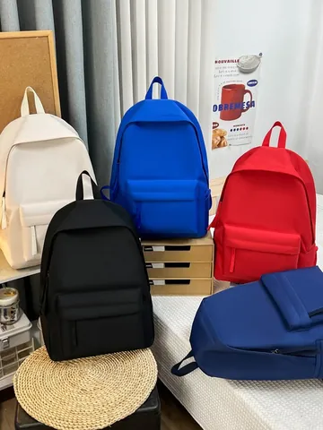 Harajuku Style Large Capacity Backpack For School Students Unisex Casual Waterproof Nylon Travel Bookbag Multiple Colors