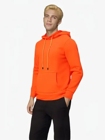 Heren Casual Fleece Hoodie Effen Kleur Pullover Sweatshirt met Kangoeroezak Europese Maat Lange Mouw Top met Capuchon