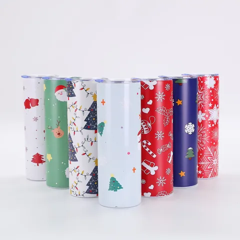 Christmas Printed Stainless Steel Vacuum Insulated Tumbler With Lid Portable Travel Car Mug For Holiday Festival Gifts
