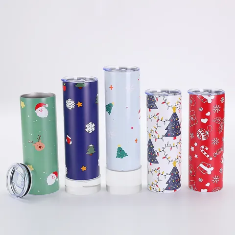 Christmas Printed Stainless Steel Vacuum Insulated Tumbler With Lid Portable Travel Car Mug For Holiday Festival Gifts
