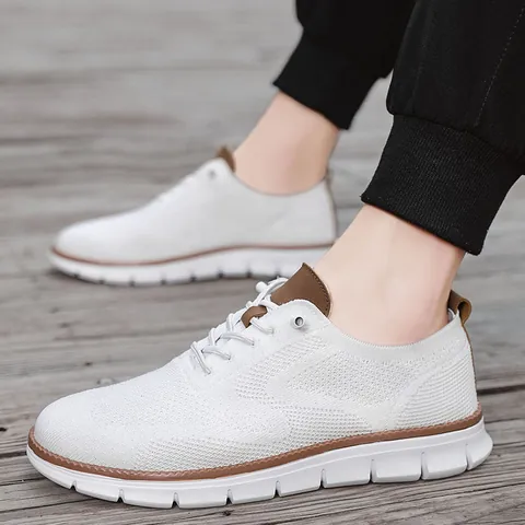 Men Casual Knit Mesh Loafers Lightweight Breathable Slip On Walking Shoes Flexible EVA Sole Fashion Driving Shoes For Men