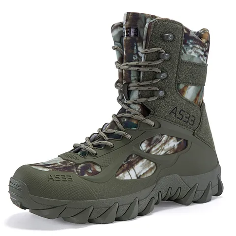 Herren High Top Tactical Boots Outdoor Combat Boots Rindsveloursleder Gewebe Atmungsaktiv Rutschfest Gummisohle Wüste Wandern Schuhe