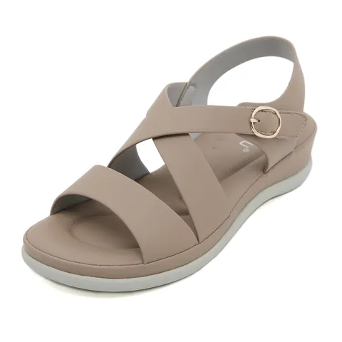 Women's Casual Wedge Sandals Cross Strap Summer Beach Shoes With Adjustable Metal Buckle Fashion Comfortable Platform Footwear