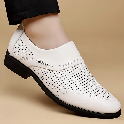 Men Business Leather Shoes British Style Formal Slip On Microfiber Leather Wedding Dress Shoes Breathable Anti Slip Rubber Sole