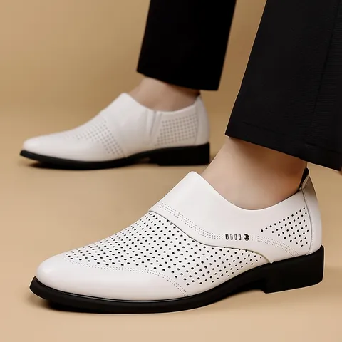 Men Business Leather Shoes British Style Formal Slip On Microfiber Leather Wedding Dress Shoes Breathable Anti Slip Rubber Sole