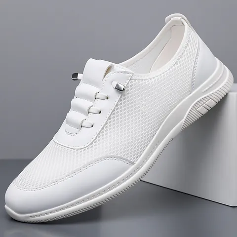 Men Fashion Mesh Sneakers Breathable Lightweight Flying Woven Walking Shoes Slip On Athletic Casual Loafers For Summer Outdoor