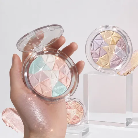 Cipria Illuminante Diamante Cristallo Colore Misto Bagliore Illuminante Contorno Viso Mosaico Geometrico Trucco