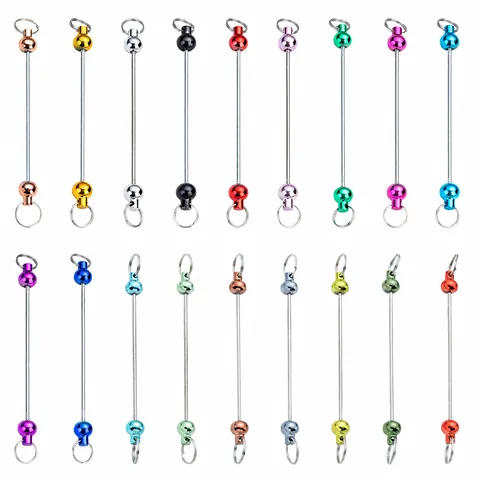 Metal DIY Beading Rod Keychain Accessory Gradient Colored Bead Ends Electroplated Metal Threaded Rod For Handcraft Jewelry Making Findings Accessory
