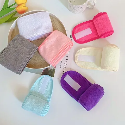 Diadema Facial de Poliéster de Color Sólido Minimalista Con Cierre de Contacto Suave Tela de Toalla Banda para el Cabello para Mujeres Lavado de Cara Diario Maquillaje Ajustable Spa Accesorios para la Cabeza