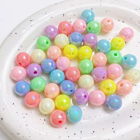 16mm Acrylic Round Beads UV Electroplated Iridescent Colorful Loose Beads For DIY Jewelry Making Phone Chain Accessories