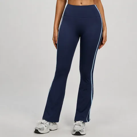 Women High Waist Striped Yoga Flare Pants Elastic Butt Lifting Slim Fit Running Fitness Training Sport Leggings For Women