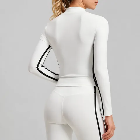 Women Slim Fit Stand Collar Fleece Lined Yoga Jacket Autumn Winter Thick Workout Top Yoga Outerwear Long Sleeve Athletic Jacket