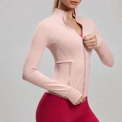 Giacca da Yoga da Donna con Cerniera Patchwork Slim Fit Nylon Elastan Top Sportivo con Asole per Pollice Giacca da Corsa