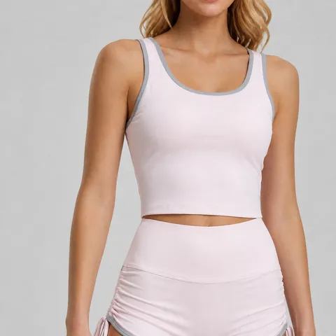 Sujetador Deportivo de Alto Impacto para Mujer Bloque de Color Antichoque Copa Fija Yoga Correr Camiseta Fitness Poliéster Spandex Top