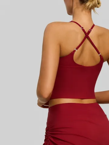 Camiseta de Tirantes de Yoga de Nailon de Alta Elasticidad para Mujer Con Almohadillas Fijas Sujetador de Fitness Sin Mangas