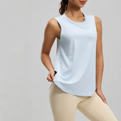Women Loose Yoga Tank Top Mesh Splicing Breathable Sleeveless Workout Vest For Gym Running Athletic Sports Outerwear Top