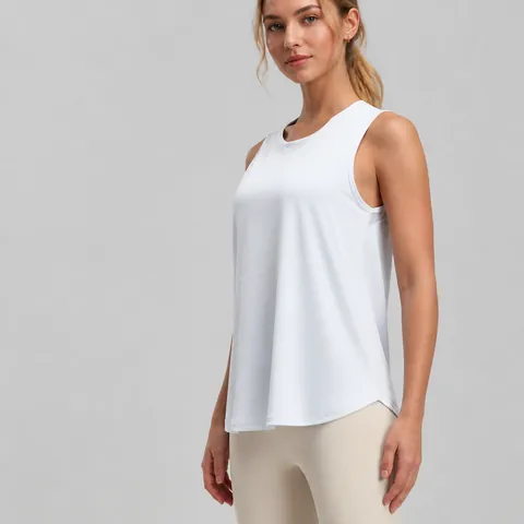Women Loose Yoga Tank Top Mesh Splicing Breathable Sleeveless Workout Vest For Gym Running Athletic Sports Outerwear Top