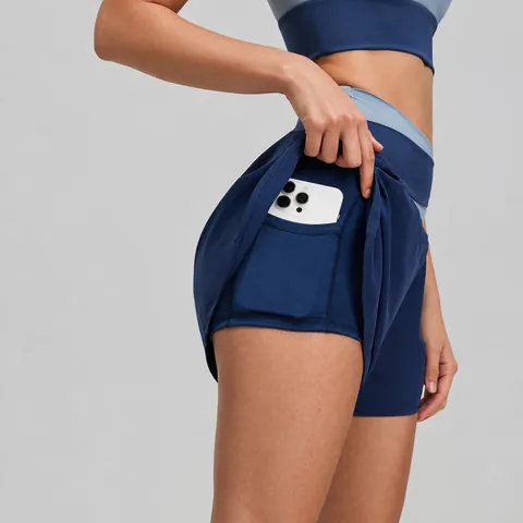 Women High Waist Color Block Yoga Shorts Naked Feeling Thin Fitness Athletic Gym Booty Shorts Summer Sport Bottoms
