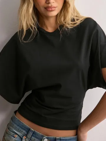 T-shirt da Donna Casual con Maniche a Pipistrello Estate Girocollo Tinta Unita Top Comodo Maglia Poliestere Minimalista