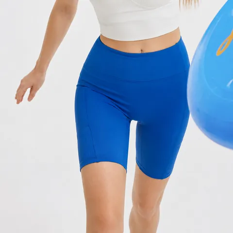 Women High Waist Striped Pocket Yoga Shorts Tummy Control Butt Lifting Running Athletic Compression Workout Biker Bottom