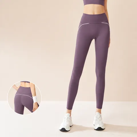 Dames Hoge Taille Yogabroek Contraststiksel Butt Lifting Sport Legging Nylon Effen Kleur Buikcontrole Fitness Gym Onderkant
