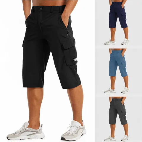 Men's Quick Dry Cargo Shorts Lightweight Breathable Multi Pocket Casual Sports Beach Shorts For Outdoor Summer Hiking Bottoms