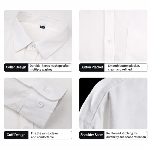 Camicia da Uomo in Flanella di Cotone Casual Tinta Unita Manica Lunga Camicia Smart Casual Vestibilità Regolare Uomo