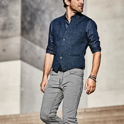 Men Slim Fit Single Breasted Waistcoat Business Casual Stand Collar Vest Polyester Solid Color Spring Autumn Outerwear Top