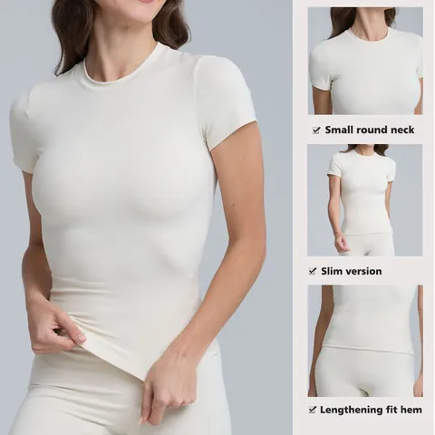 Maglietta da Yoga a Manica Corta Aderente da Donna Asciugatura Rapida T-Shirt Sportiva Traspirante Set Top And Bottom Fitness