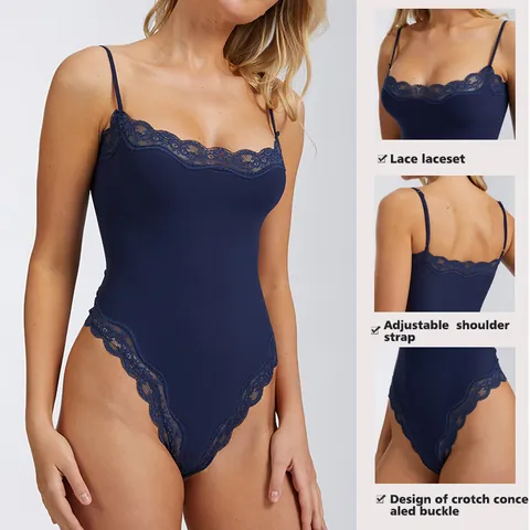Sexy Lace Yoga Bodysuit Women Skin-Friendly Adjustable Strap Body Shaper Leotard Jumpsuit Slim Fit Sleeveless Romper Top And Bottom