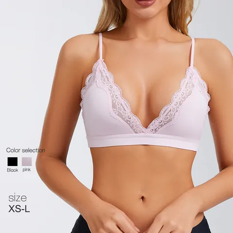 Women Sexy Lace Wireless Bra Breathable Beautiful Back Gathering Triangle Soft Cup Seamless Nude Feeling Lingerie Bralette