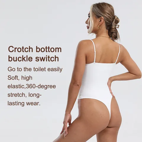 Seamless Sexy Shaping Bodysuit For Women Adjustable Spaghetti Strap Square Neck Tummy Control Jumpsuit Thong Shapewear Top