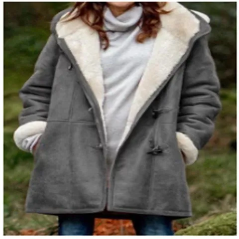 Abrigo con Capucha para Mujer Vintage de Mezcla de Algodón Forrado de Vellón con Botones de Trenca Cálido Casual Color Sólido Corte Recto Top Manga Larga