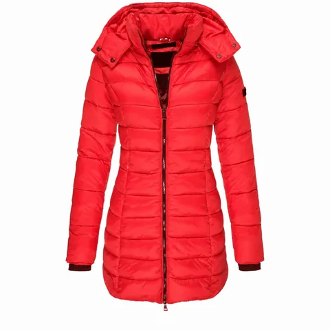 Giacca Imbottita Trapuntata da Donna con Cappuccio in Cotone Romano Manica Lunga con Cerniera Cappotto Elegante Invernale
